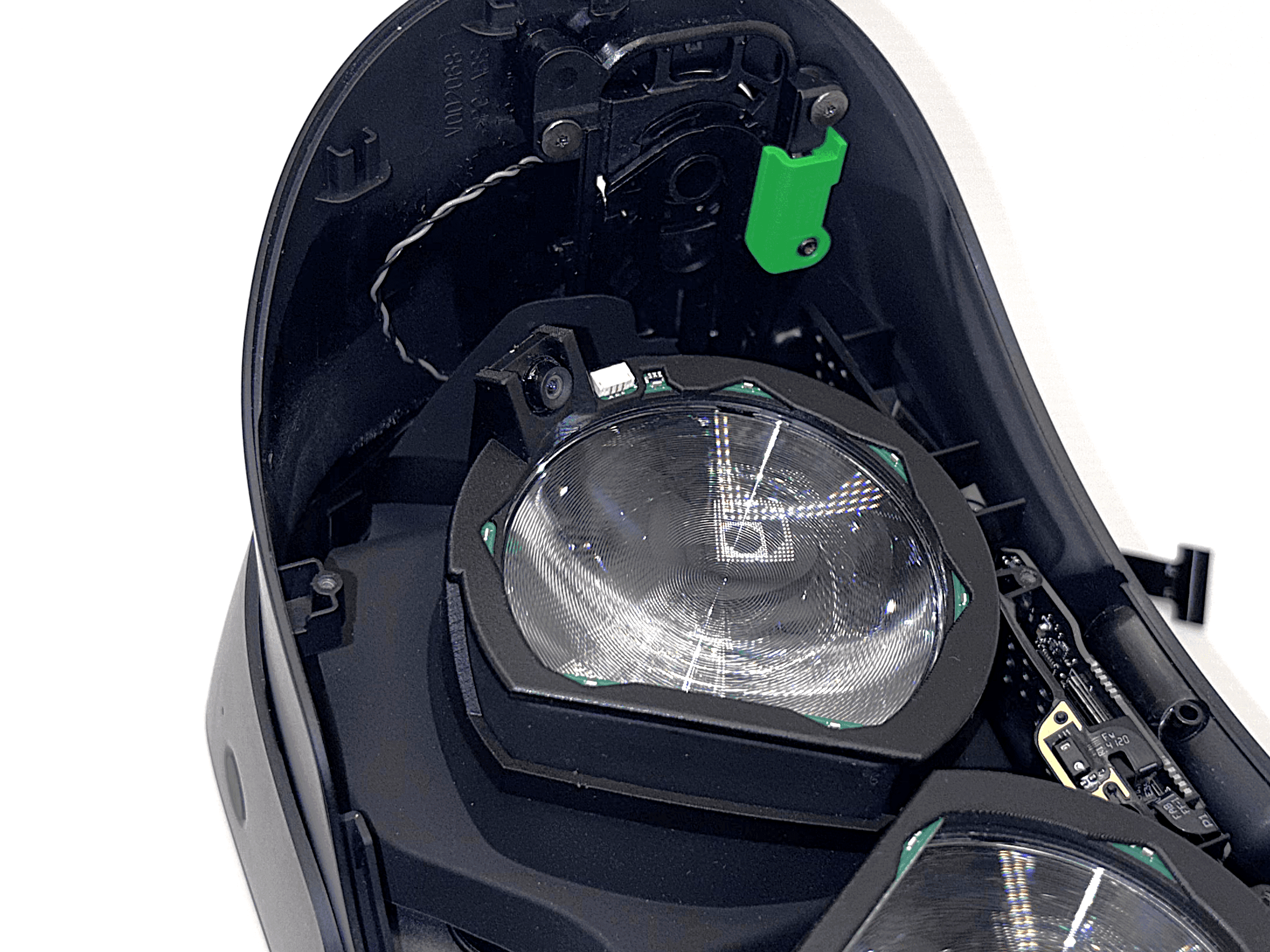 Vidinis vaizdas, rodantis juostinio kabelio išėjimo tašką