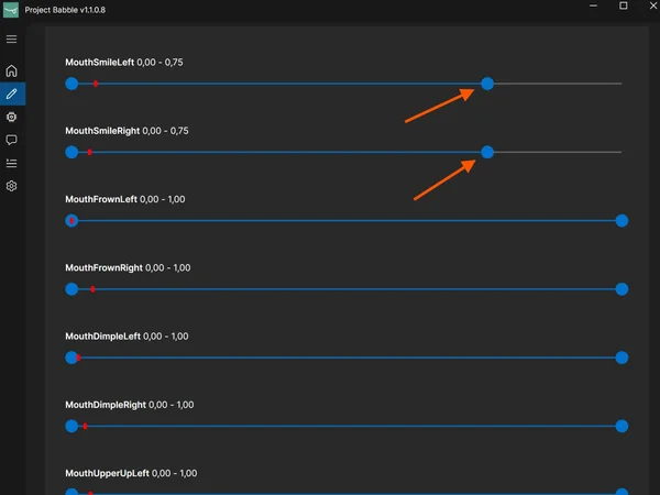 Eksperimentavimas su išraiškos parametrais VRChat veidrodyje