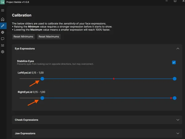 Akių voko parametras su pakoreguotomis mirkčiojimo reikšmėmis